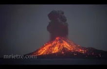 Aktywność wulkaniczna Krakatoa w nocy w czasie rzeczywistym