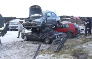 Niecodzienny widok wypadku drogowego