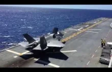 F-35B Lightning II - start i pionowe lądowanie na okręcie USS Wasp[HD].