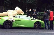 Kierowca Lamborghini został ukarany mandatem za przewóz pluszowego misia