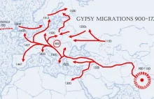Ciekawa mapa jak rozprzestrzeniali się Cyganie w Europie