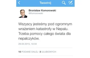 Kolejna wpadka Komorowskiego na Twitterze. Znowu błąd ortograficzny