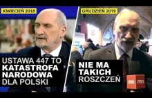 Wolta Macierewicza w sprawie roszczeń s447. Odmienne zdanie w 2018 i 2019.