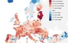 Ile kobiet a ile mężczyzn w poszczególnych regionach europy. Najnowsze dane.