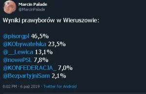 Konfederacja zdobywa 7% w prawyborach w Wieruszowie.