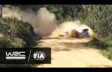 WRC Rajd Portugalii - Wypadek samochodu rajdowego powoduje pożar lasu.