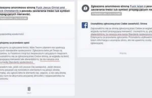 Strona "Fuck Jesus Christ" nie jest blokowana przez Facebooka, a "Fuck Islam"...