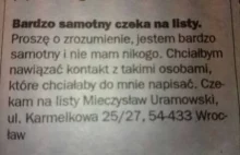 Wzruszające ogłoszenie w gazecie. Pan Mieczysław prosi o listy!