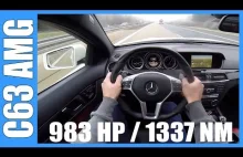 Mercedes C63 AMG 983KM na autostradzie