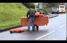 Two drunk irish men try to move a couch..!!
