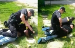 Policja próbuje obezwładnić czarnoskórego mężczyznę. Używają tasera - 18 razy.