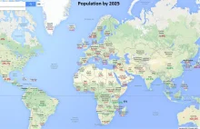 Mapa depopulacji świata do 2025r. [ang]