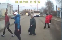 Lucky pedestrians and crazy Russian drivers
