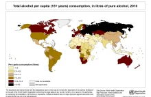 W których krajach pije się najwięcej alkoholu (mapa WHO)