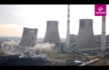 Wyburzanie chłodni kominowej w Elektrowni Łagisza