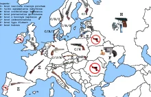 Broń palna bez pozwoleń w Europie. Szczegółowa tabela