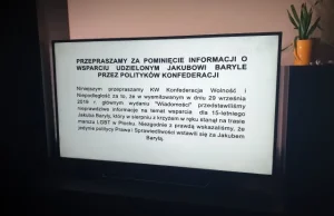 Wiadomości znowu przepraszają Konfederację. Tym razem dużą czcionką