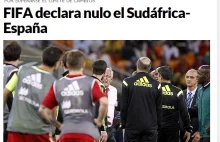 FIFA anulowała porażkę Hiszpanów z RPA.