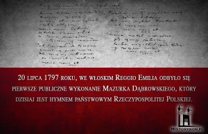 20.07.1797. Pierwsze publiczne wykonanie „Mazurka Dąbrowskiego”