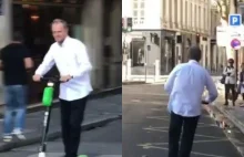 Donald Tusk jeździ po Paryżu hulajnogą
