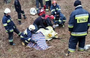 Żubr wszedł na zamarznięty staw, załamał się lód.Zwierzę ratowano przez 5 godzin