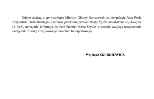 Beata Travel. 77 lotów Szydło wojskowym samolotem na łączną kwotę 2,5 mln zł