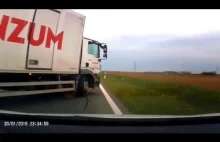 Idiota z ciężarówki prawie spowodował wypadek