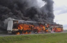 Tragiczny wypadek na A4 w okolicach Brzegu! Spłonął Polski Bus oraz ciężarówka!
