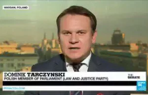 Fragment debaty w telewizji France24 z udziałem posła Dominika Tarczyńskiego.