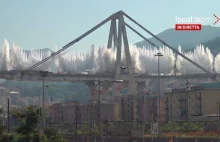 Wysadzanie filarów zawalonego mostu w Genui