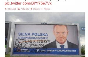 "ACTA, korupcja, podatki, Smoleńsk". Ślązacy uzupełniają plakat Tuska