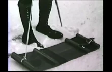 Wynalazcy deski snowboardowej w czasie testów. Film z 1939r.