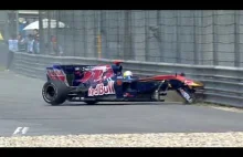 Sébastien Buemi gubi koła podczas wyścigu Formuły 1
