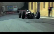 Krótki fragment przejażdżki po torze w Monaco z 1966, widok z przodu bolida...