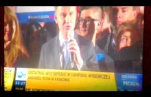 Zagłuszanie przez Polsat wypowiedzi Andrzeja Dudy na wiecu w Krakowie...