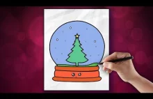 Kawaii - Jak narysować Śnieżną Kulę - Rysowanie dla dzieci krok po kroku