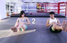 Gymnast, Asian girl. Lessons for a beautiful belly.