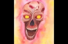 Evil skull - watercolor painting for a contest