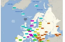 Średnia pensja w Europie netto (w euro)