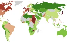 Dług publiczny jako procent PKB, mapa.