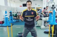 Bramkarz Arsenalu Petr Cech trenuje refleks