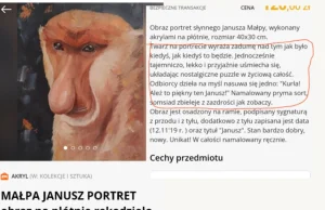 Licytacja - MAŁPA JANUSZ PORTRET obraz na płótnie rękodzieło - Warszawa -...