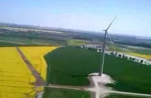 "Widok z najwyższego wiatraka betonowego w Polsce, wysokość 120m. Piękne widoki.