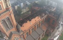 Katedra w Sosnowcu po pożarze. Film z drona to wstrząs