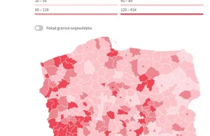 Mapa przestępczości w Polsce na dziś,dane GUS, widać zabory.