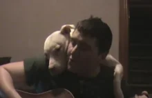 Urocze zachowanie psa, gdy właściciel gra na gitarze jego ulubioną piosenkę..