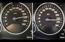 Porównanie przyspieszenia auta z silnikiem benzynowym i diesla.