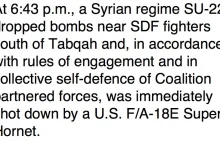 USA zestrzeliły Syryjski SU-22, IRAN wystrzelił 4 rakiety typu Shahab-3