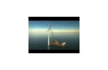 Animacja przedstawiająca montaż turbiny wiatrowej na morzu