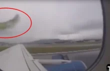 Pasażer filmował start samolotu. Nagrał odpadający element maszyny.